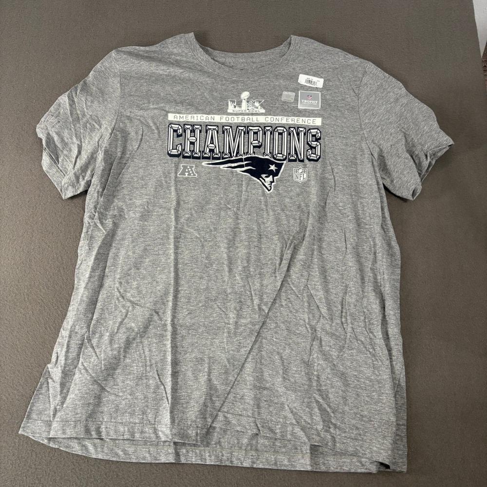 Nike New England Patriots AFC Champions T-Shirt Mens XXL Gray NFL Trophy Tee